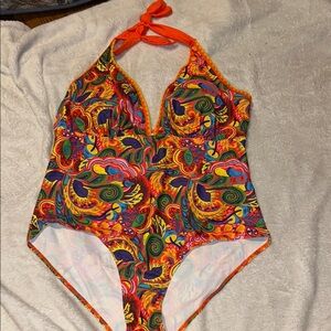 Source Unknown Vibrant Multicolor One Piece Swimsuit